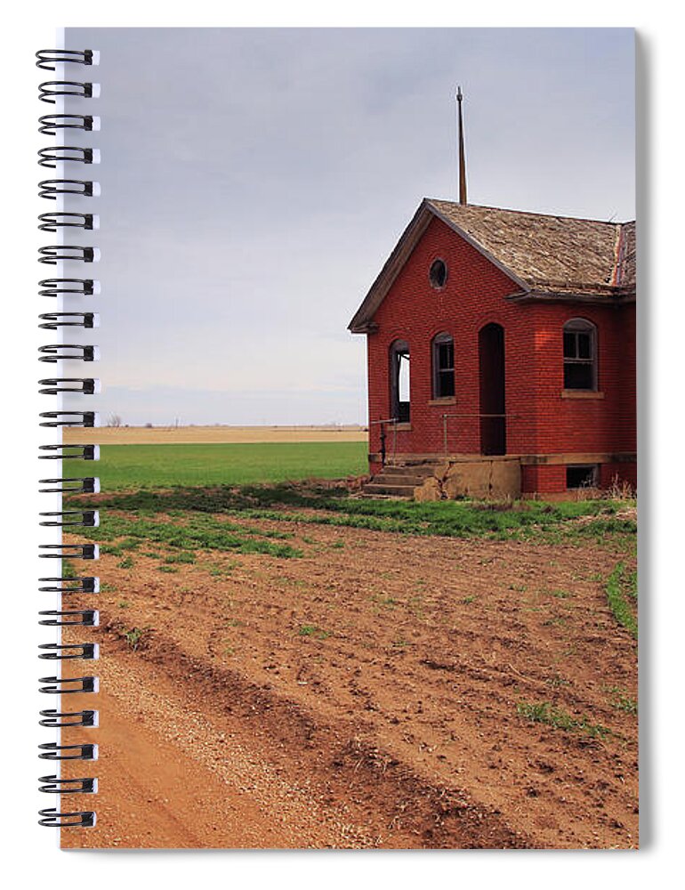 School Spiral Notebook featuring the photograph Flatland Schoolhouse by Christopher McKenzie