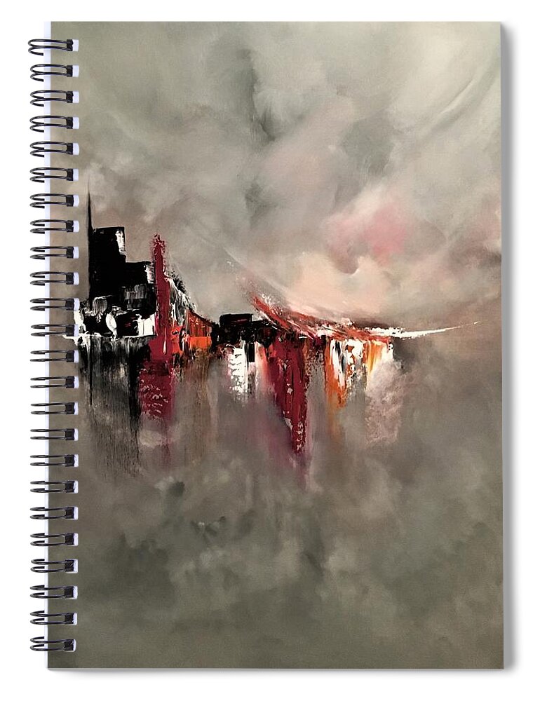 Abstract Spiral Notebook featuring the painting Fleeting by Soraya Silvestri