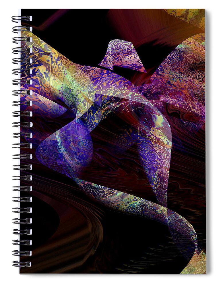 Abstract Spiral Notebook featuring the digital art Flight by Barbara Berney