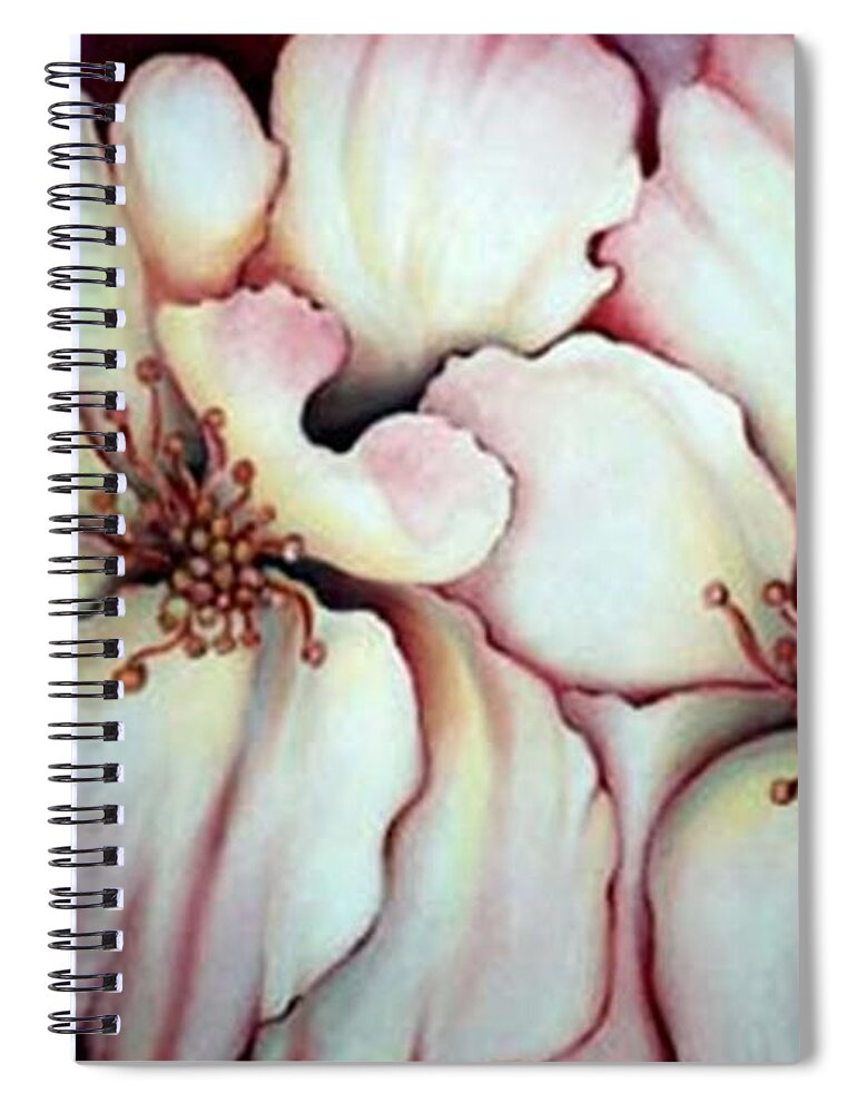 White Flower Spiral Notebook featuring the painting Flighty Floral by Jordana Sands