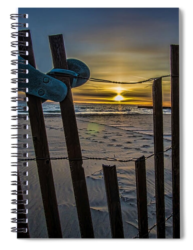 Filp Flops Spiral Notebook featuring the photograph Flip Flops On A Beach At Sun Rise by Sven Brogren
