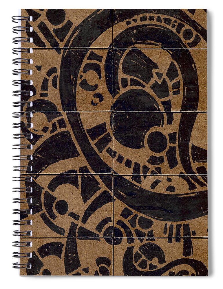 Pattern Spiral Notebook featuring the drawing Flipside 1 Panel A by Joseph A Langley