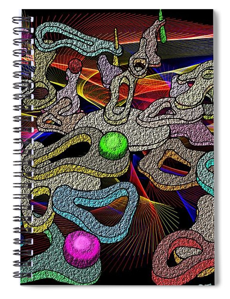 Abstract Spiral Notebook featuring the painting Floating Stepstones by ThomasE Jensen