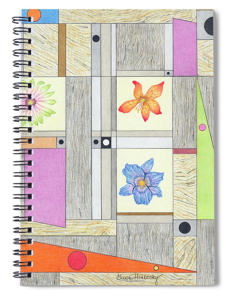 Colored Pencil Spiral Notebook featuring the drawing Flora in the Woods by Diana Hrabosky