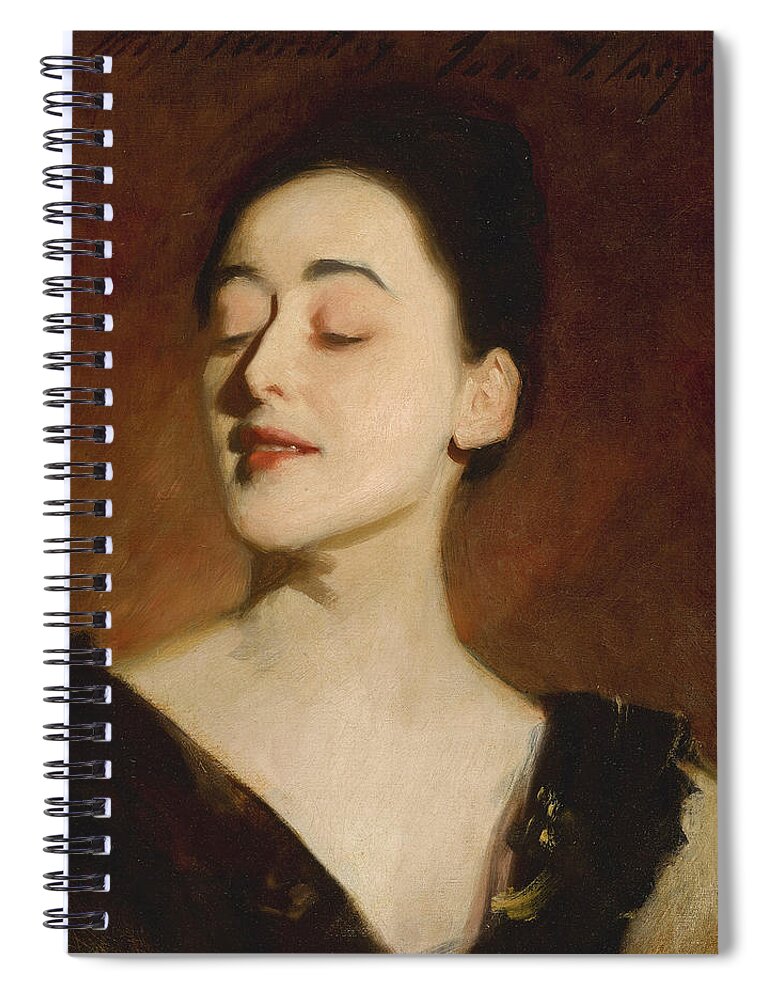 John Singer Sargent Spiral Notebook featuring the painting Flora Priestley. Lamplight Study by John Singer Sargent
