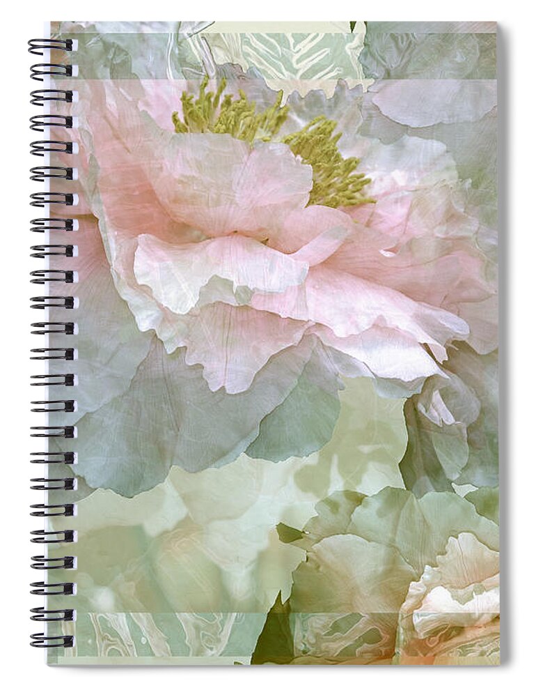 Peony Fantasies Spiral Notebook featuring the mixed media Floral Potpourri with Peonies 25 by Lynda Lehmann