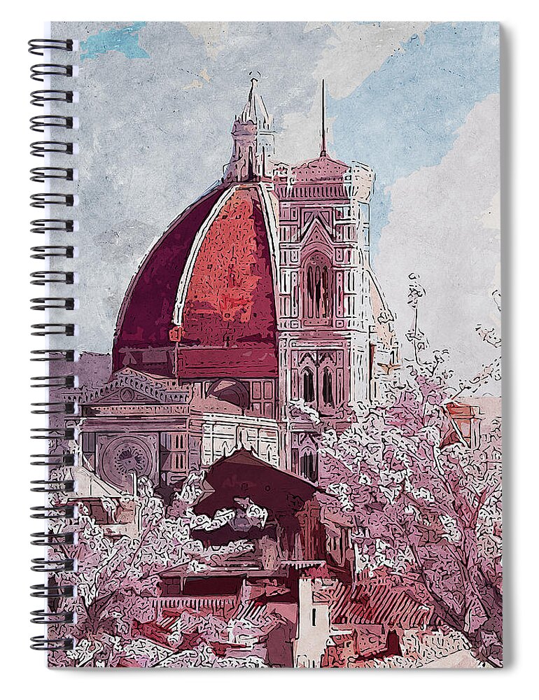 Florence Sunset Spiral Notebook featuring the painting Florence - 16 by AM FineArtPrints