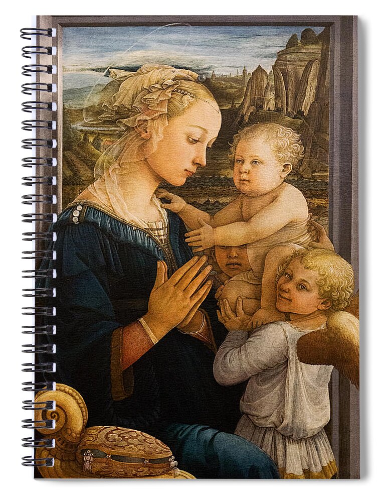 Madonna Spiral Notebook featuring the photograph Florence - Madonna and Child with angels- Filippo Lippi by Weston Westmoreland
