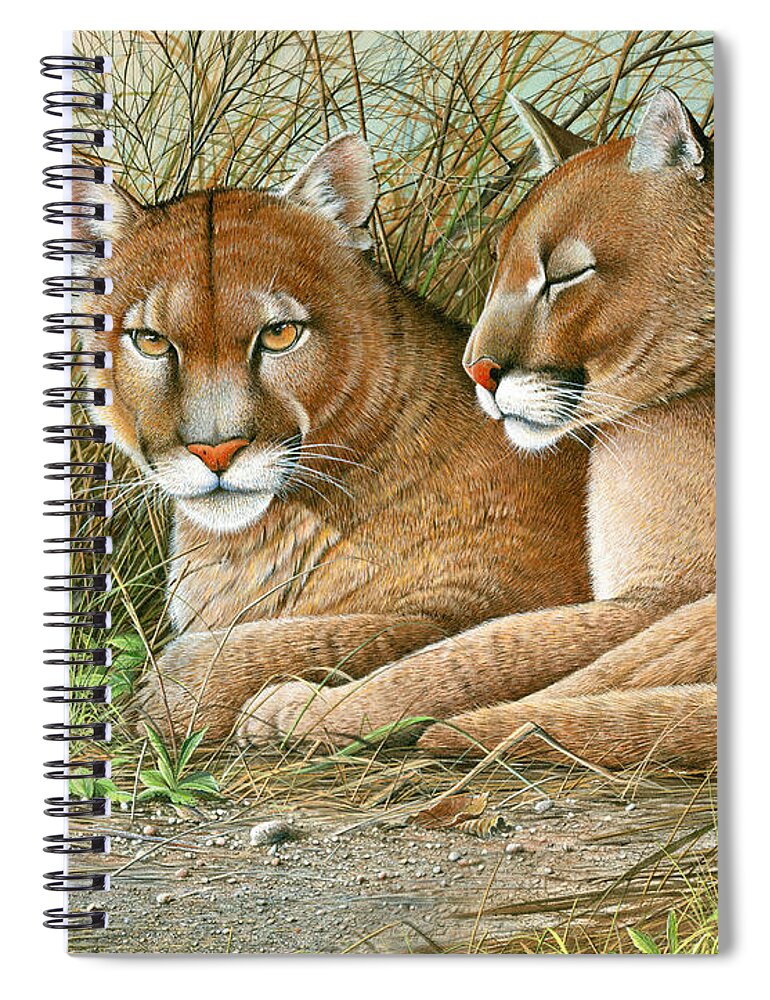 Panther Spiral Notebook featuring the painting Florida Siblings by Mike Brown