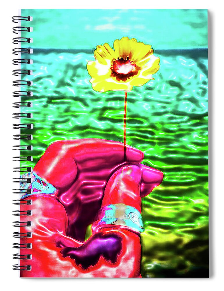 Flower Spiral Notebook featuring the digital art Flower at Sea by Meghan Elizabeth