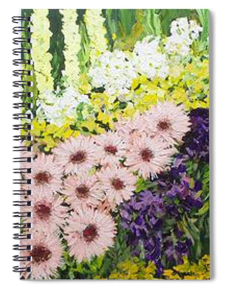 Floral Spiral Notebook featuring the painting Flower Dance 6 by Allan P Friedlander