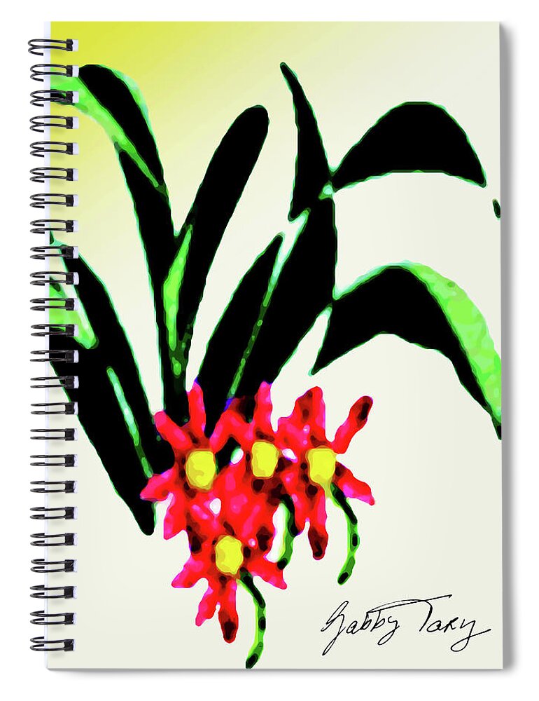 Flower Design Spiral Notebook featuring the digital art Pink Flowers by Gabby Tary