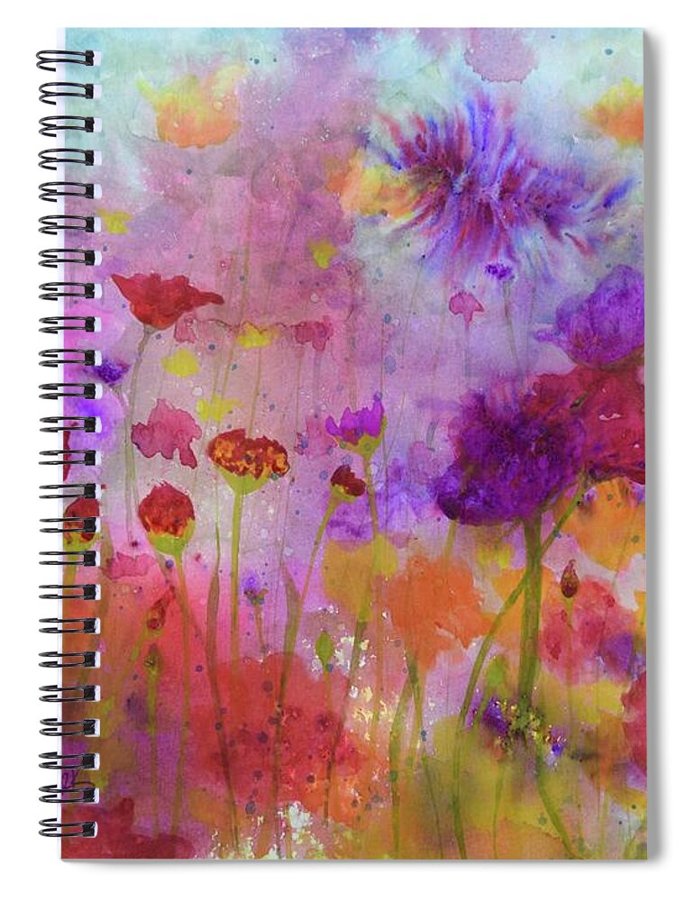  Spiral Notebook featuring the painting Flower Frenzy by Barrie Stark
