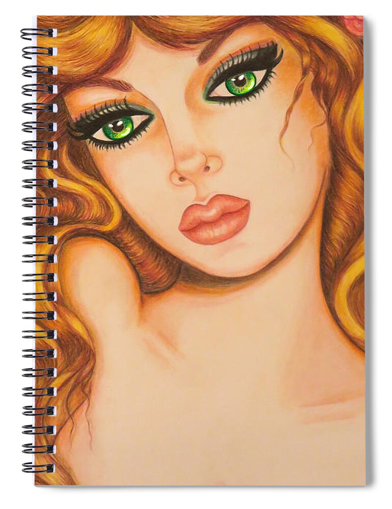 Art Print Spiral Notebook featuring the drawing Flower Girl 3 by Tara Shalton