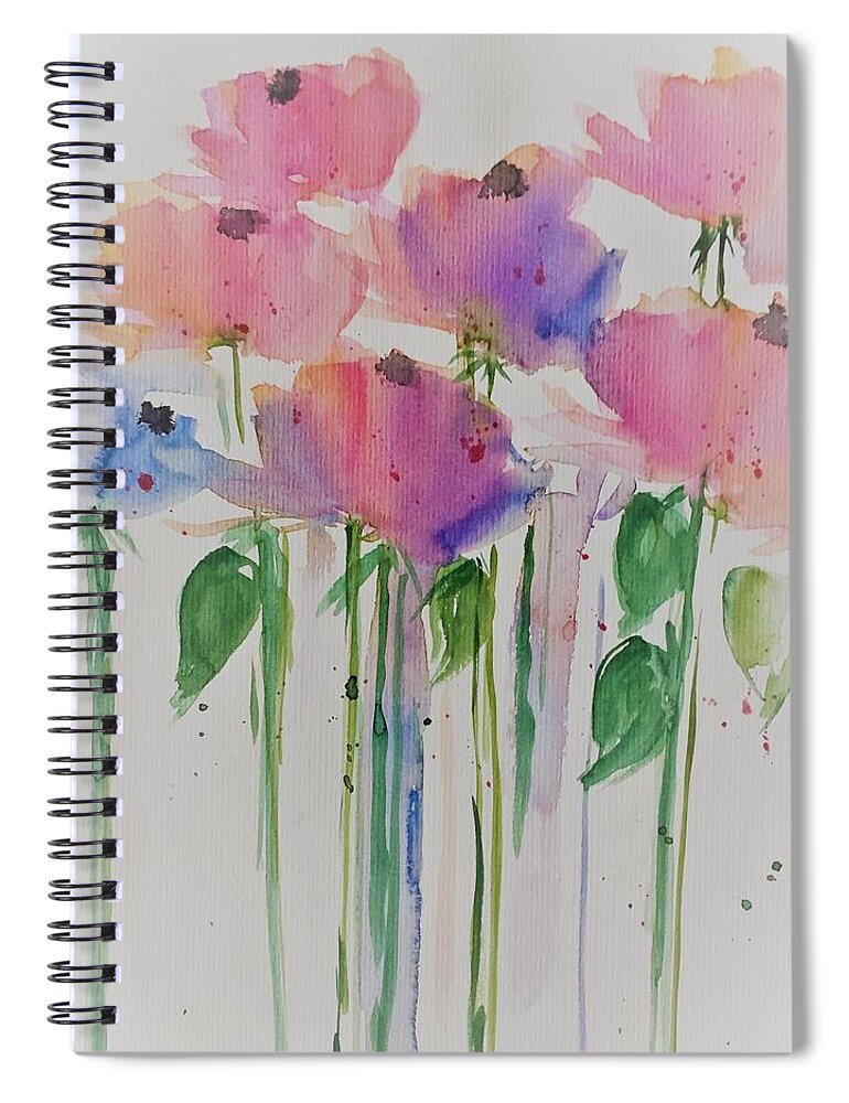 Flower Spiral Notebook featuring the painting Flower meadow by Britta Zehm
