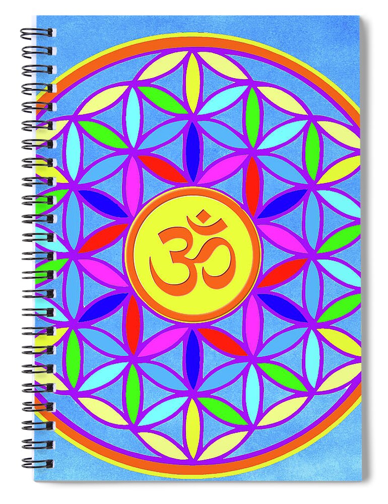 Aum Spiral Notebook featuring the painting Flower of Life by Stephen Humphries