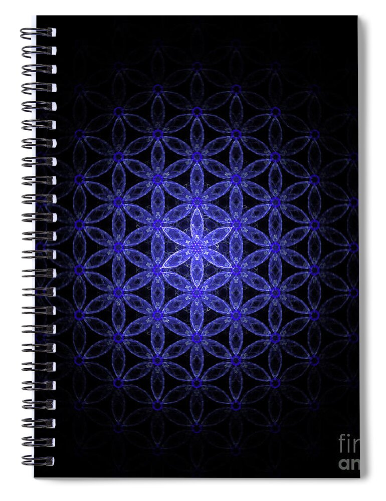 Flower Of Life Spiral Notebook featuring the digital art Flower of life in blue by Alexa Szlavics