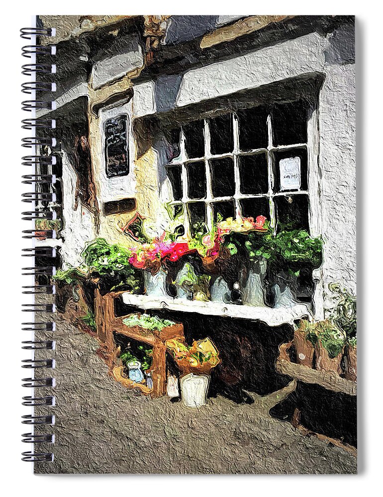 Bath Spiral Notebook featuring the photograph Flower Shop In Bath England by Peggy Dietz