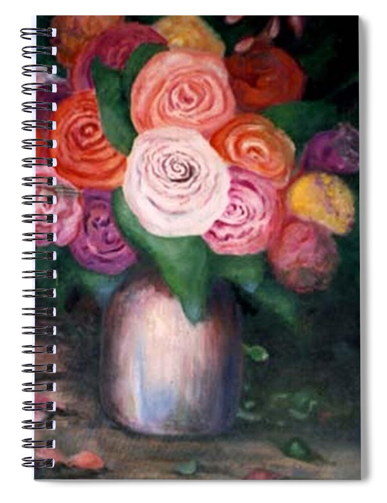 Flowers Spiral Notebook featuring the painting Flower Spirals by Jordana Sands