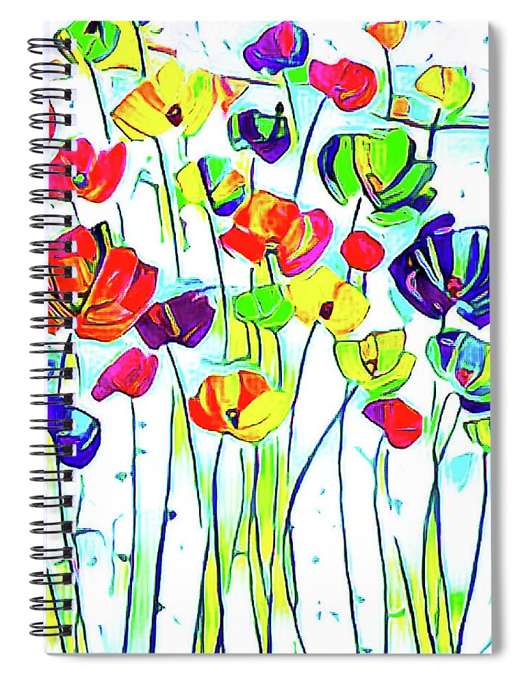 Digital Art Spiral Notebook featuring the mixed media Flower Stems 18 by Toni Somes
