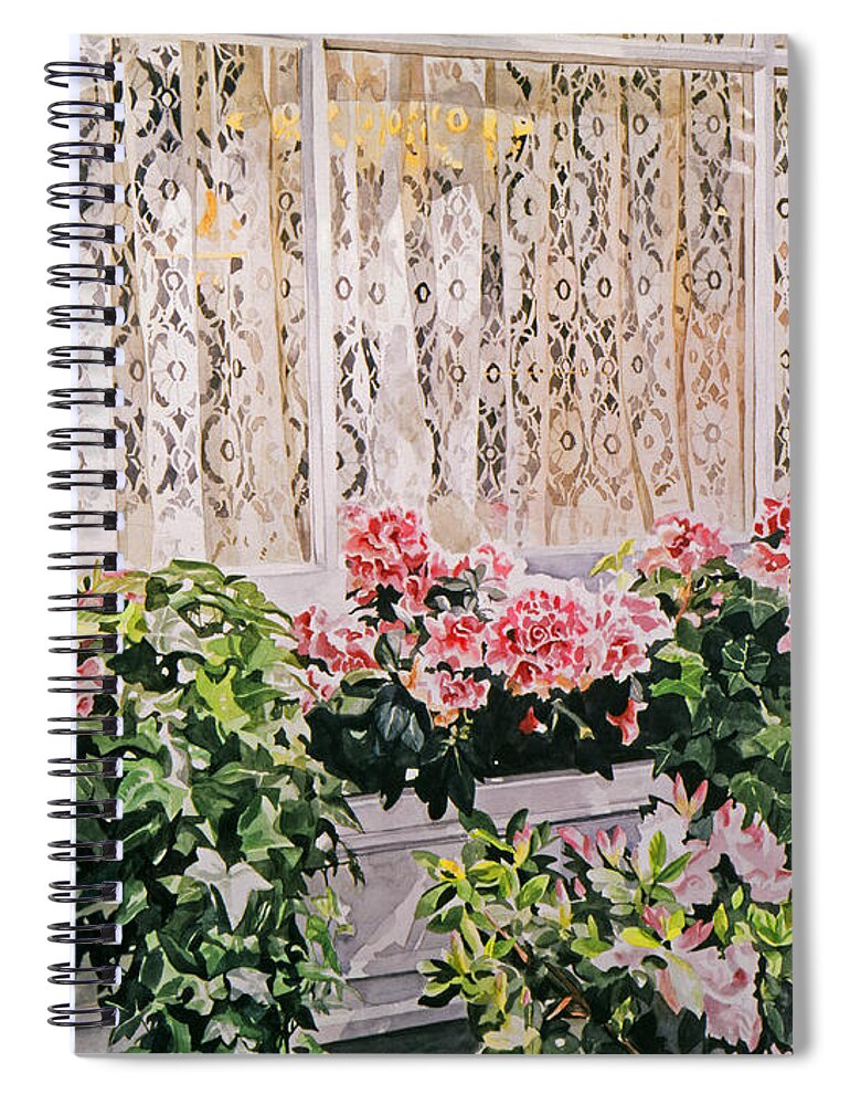 Flowers Spiral Notebook featuring the painting Flowers and Lace by David Lloyd Glover