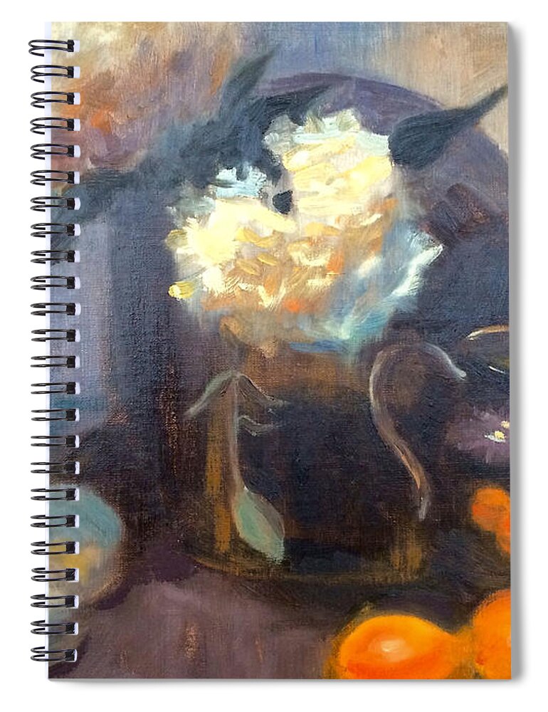 Art Spiral Notebook featuring the painting Flowers and Oranges by Dustin Miller
