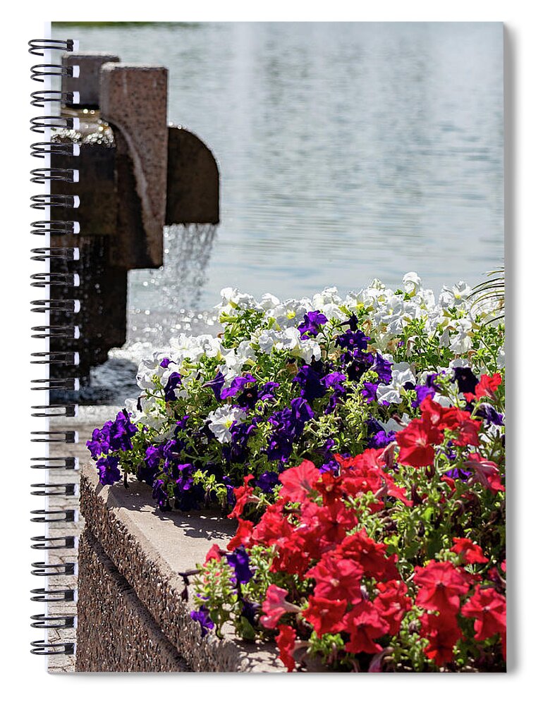 Water Spiral Notebook featuring the photograph Flowers and Water by Douglas Killourie