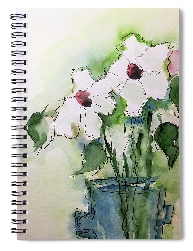 Flowers In The Vase Spiral Notebook featuring the painting Flowers Celebration by Britta Zehm