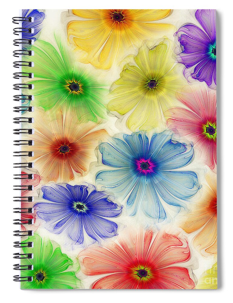 Abstract Spiral Notebook featuring the digital art Flowers for Eternity by Klara Acel