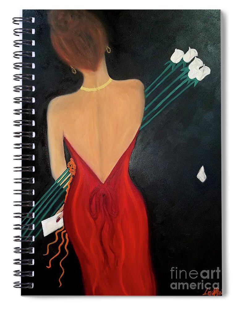 Lady In Red Spiral Notebook featuring the painting Flowers From A Friend by Artist Linda Marie