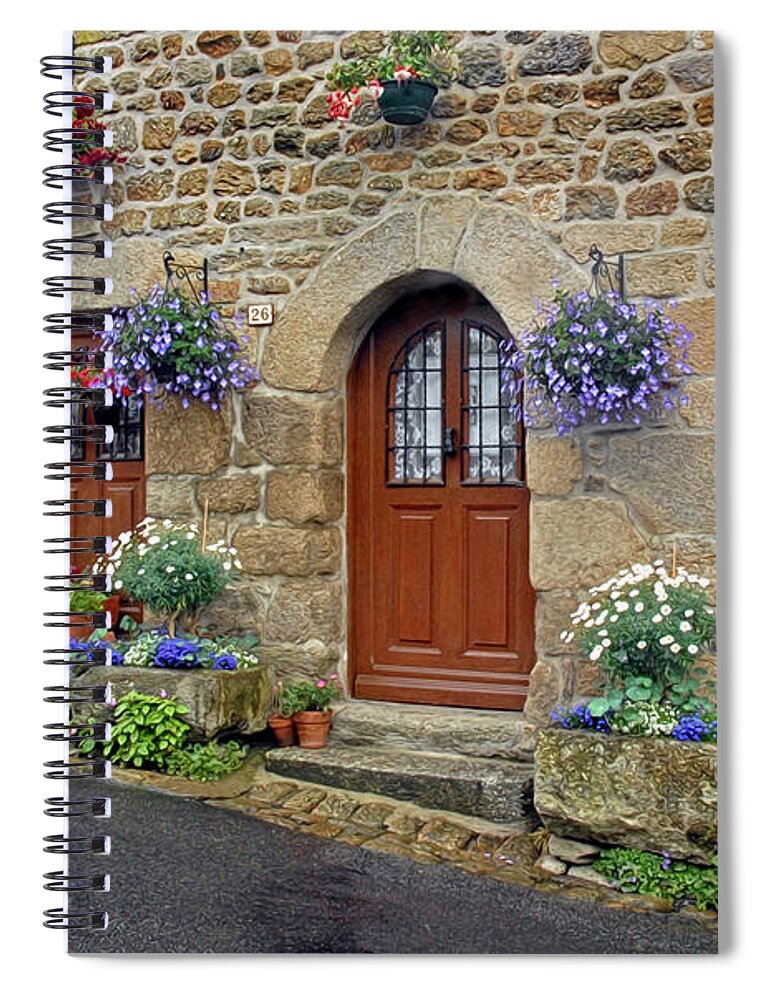 Flowers Spiral Notebook featuring the photograph Flowery Doorways in Brittany by Dave Mills
