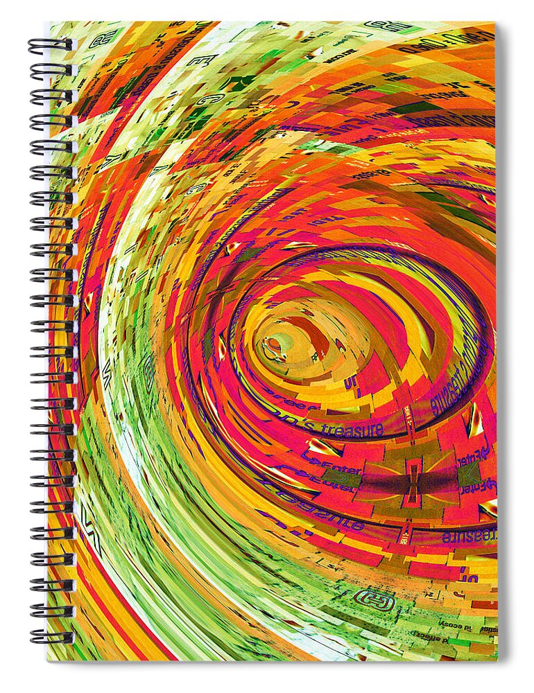 Colorful Spiral Notebook featuring the digital art Fluorescent Wormhole by Shawna Rowe