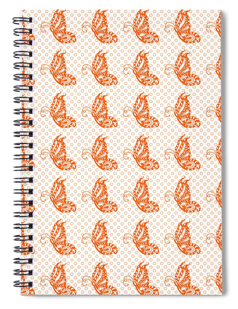 Butterfly Spiral Notebook featuring the digital art Fluttering Butterflies - Orange and White 2 by Shawna Rowe