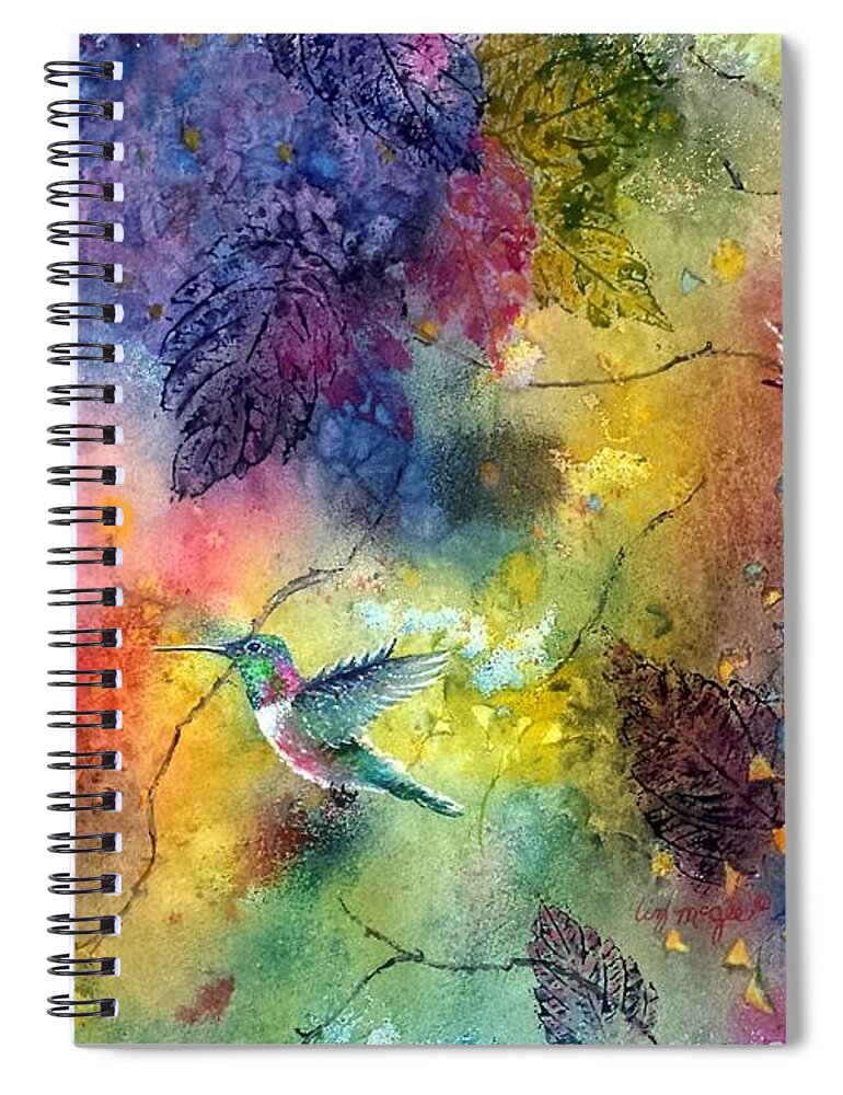 Hummingbird Spiral Notebook featuring the painting Fly Away by Lizbeth McGee