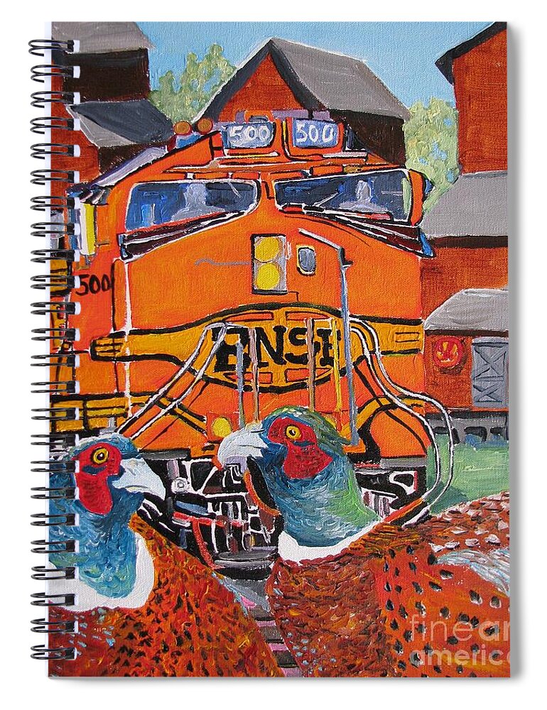 Pheasant Spiral Notebook featuring the painting Fly by Rodger Ellingson
