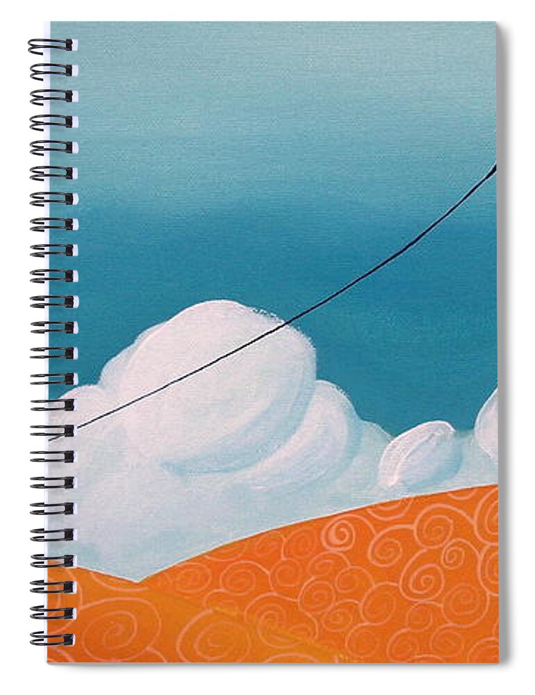 Art Spiral Notebook featuring the painting Flying With Becky - whimsical landscape by Debbie Criswell