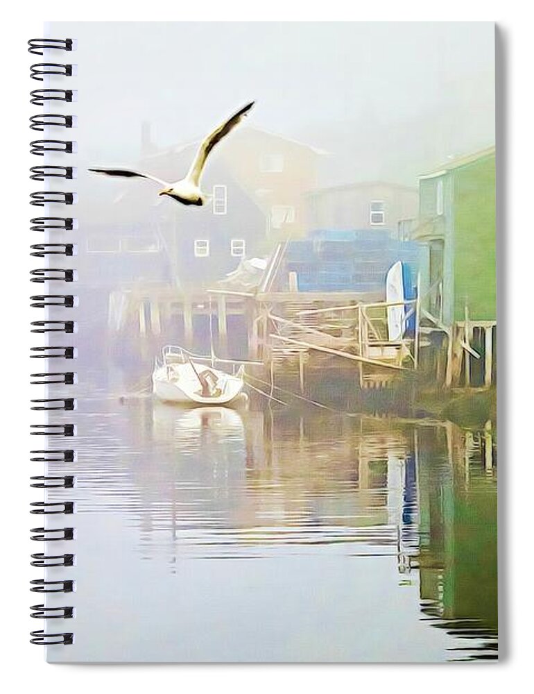 Fog Spiral Notebook featuring the photograph Fog over West Dover - Digital Paint by Tatiana Travelways
