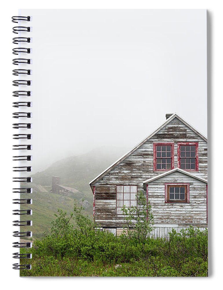 Red Spiral Notebook featuring the photograph Foggy and abandoned by Paul Quinn