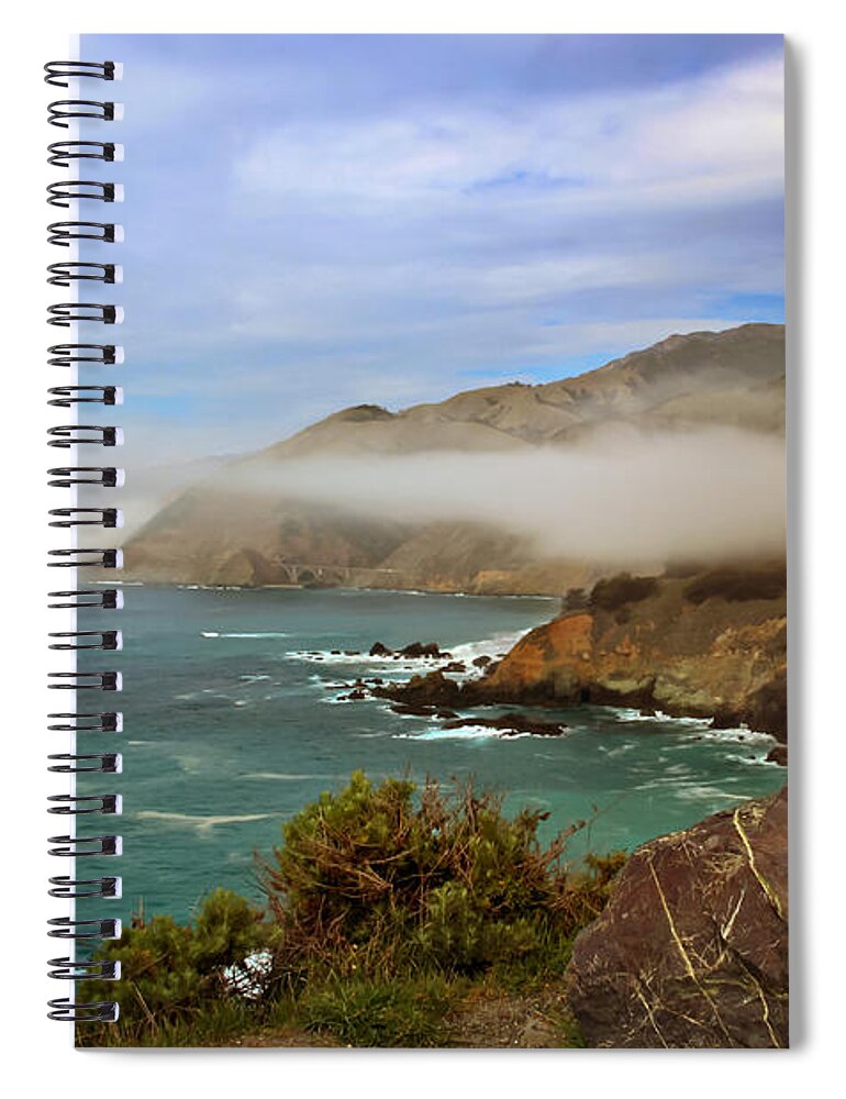 Pacific Coast Highway Spiral Notebook featuring the photograph Foggy Day at Big Sur by Susan Rissi Tregoning
