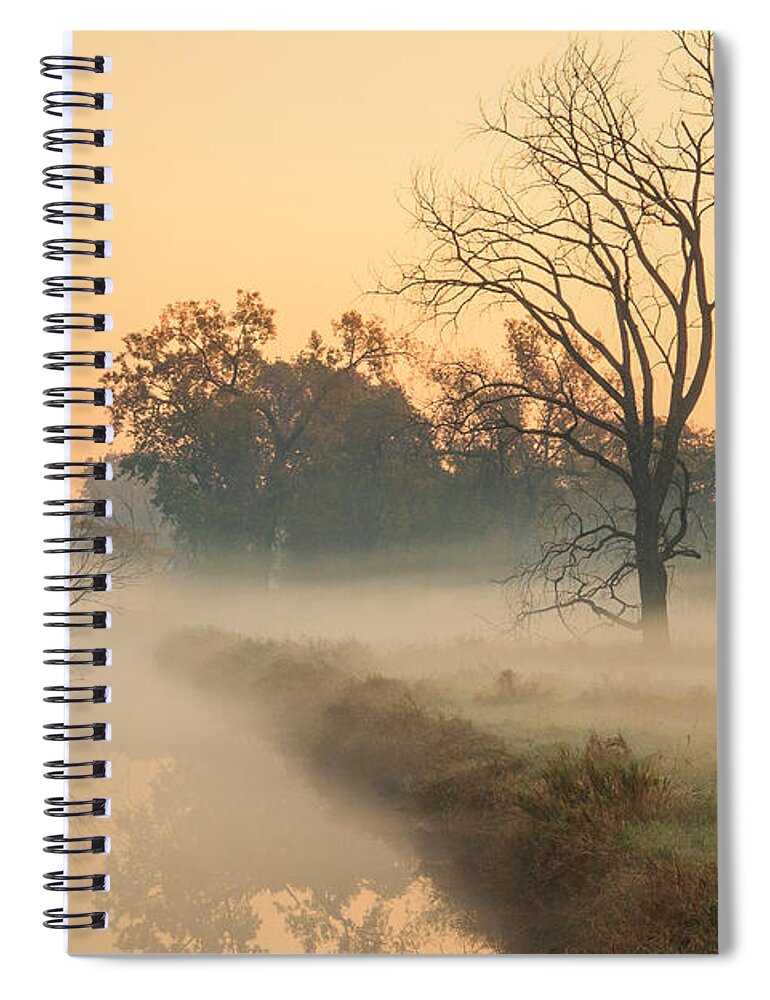 Illinois Spiral Notebook featuring the photograph Foggy Fall Morning on Gary Avenue by Joni Eskridge