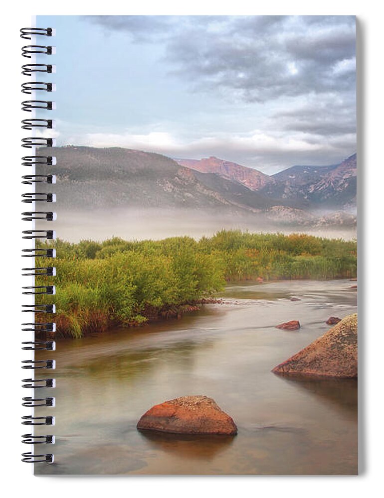 Rocky Mountain National Park Spiral Notebook featuring the photograph Foggy Morning in Moraine Park by Ronda Kimbrow