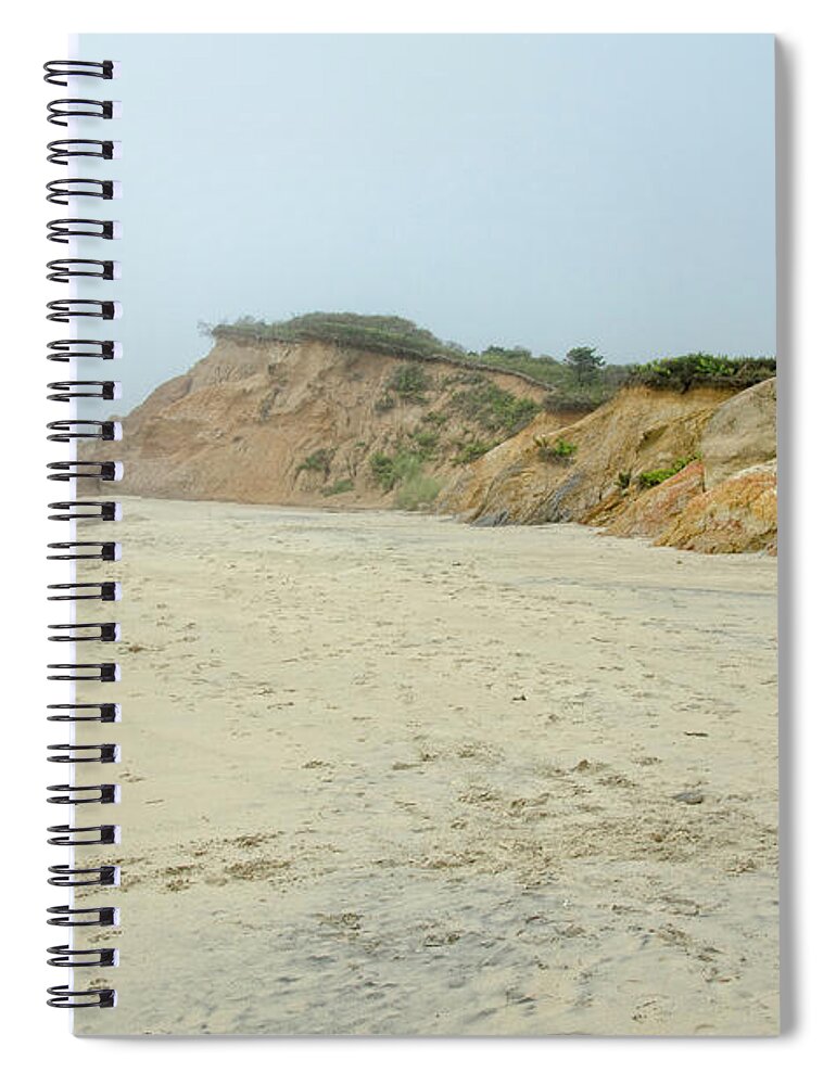 Cape Spiral Notebook featuring the photograph Foggy Vineyard Beach by Donna Doherty