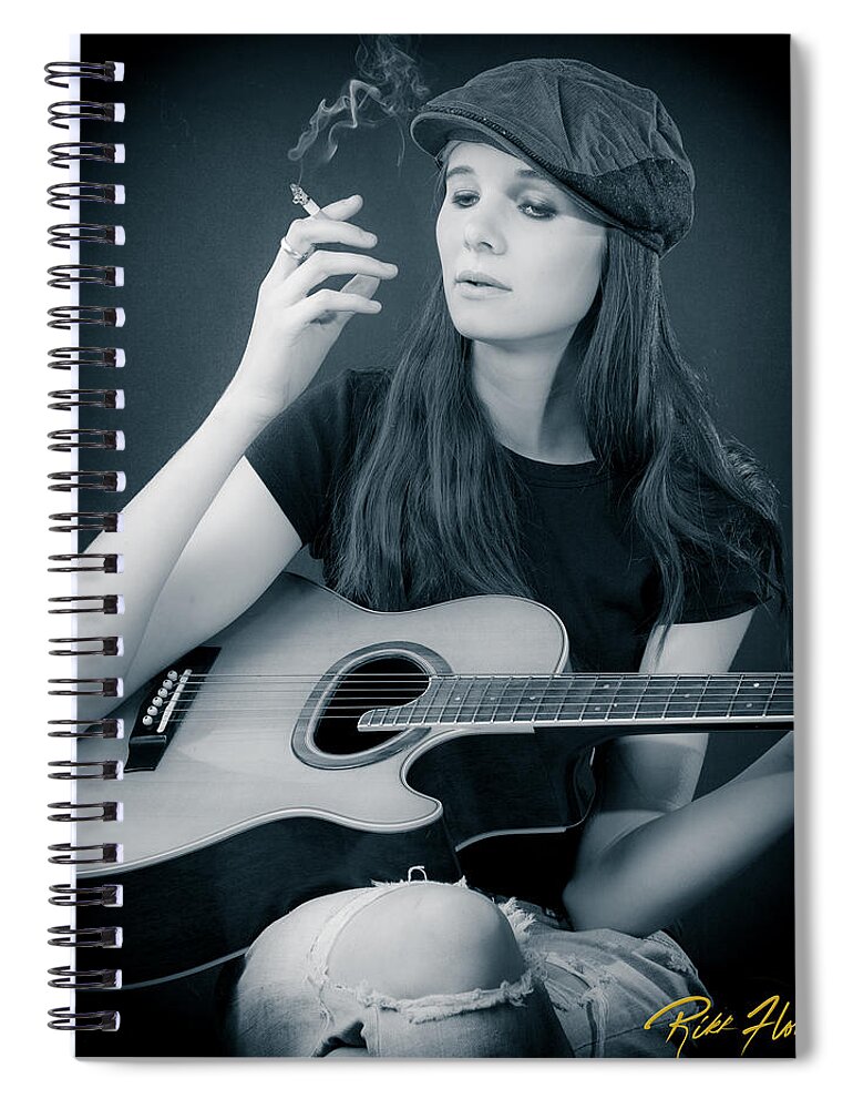  Spiral Notebook featuring the photograph Folk Singer by Rikk Flohr