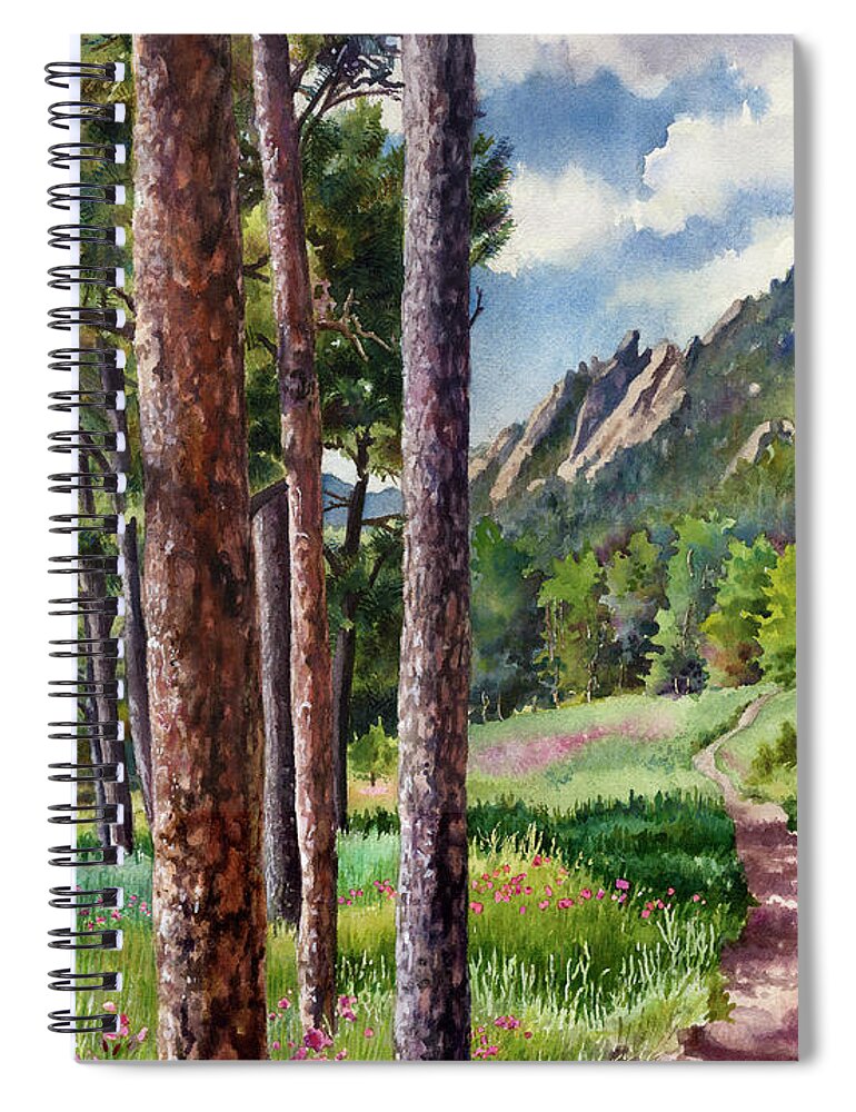 Lodgepole Pine Trees Painting Spiral Notebook featuring the painting Follow Me by Anne Gifford