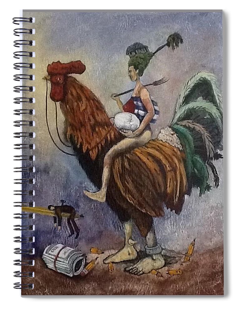 Rooster Spiral Notebook featuring the painting Food for your Son by Carlos Rodriguez