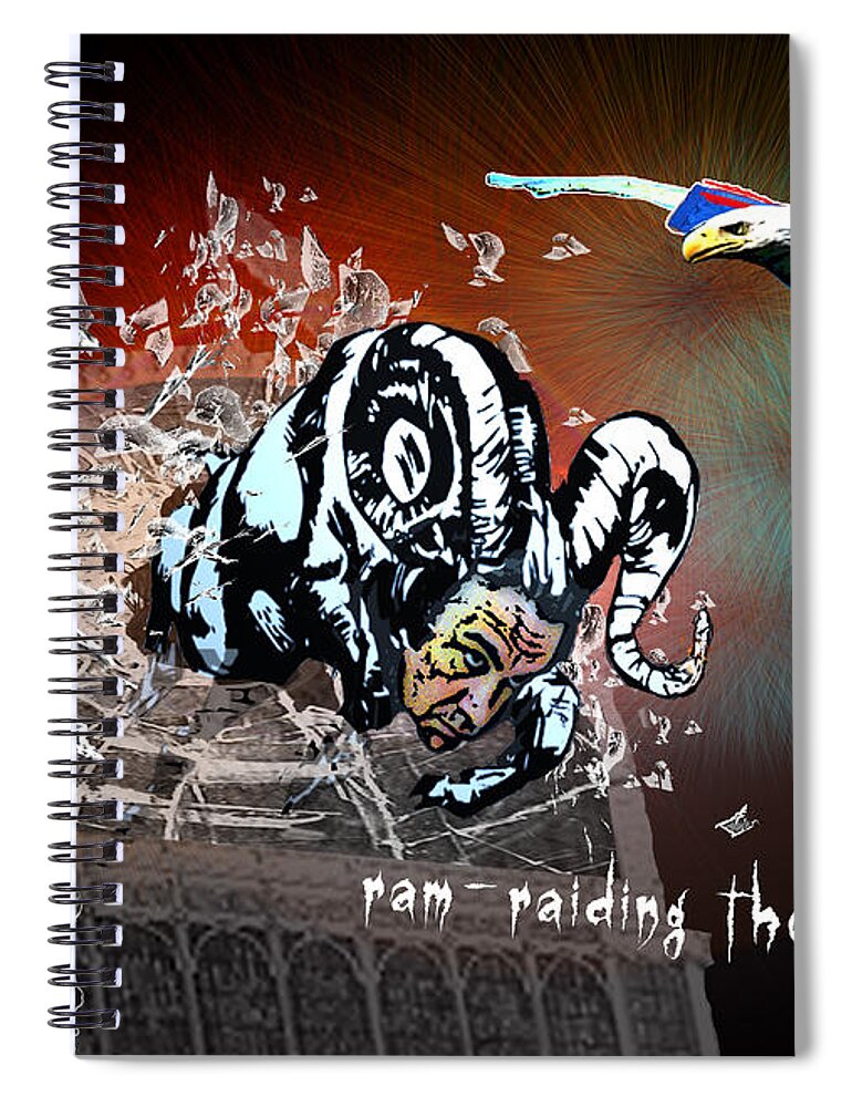 Football Calendar 2009 Derby County Football Club Crystal Palace Artwork Miki Spiral Notebook featuring the painting Football Derby Rams against Crystal Palace Eagles by Miki De Goodaboom
