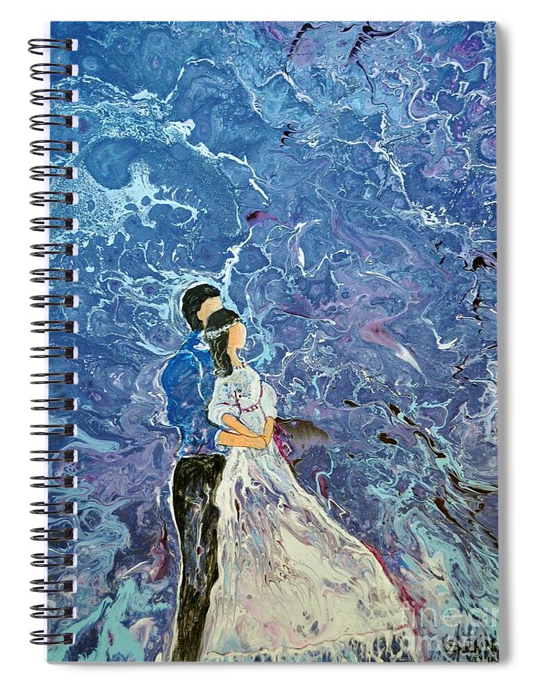 Wedding Couple Spiral Notebook featuring the painting For Better or for Worse by Deborah Nell