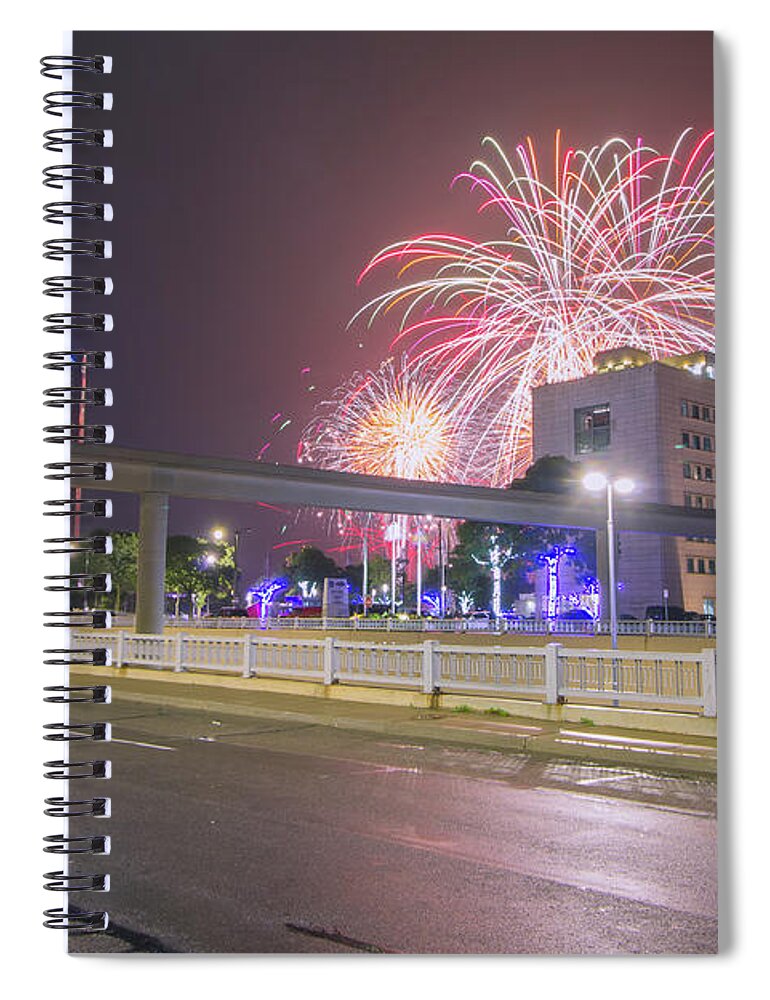 Detroit Spiral Notebook featuring the photograph Ford Fireworks in Detroit #1 by Jay Smith