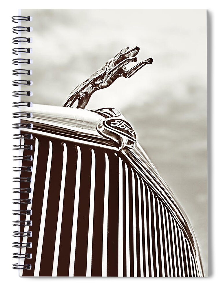 Hood Ornament Spiral Notebook featuring the photograph Ford Greyhound by Caitlyn Grasso