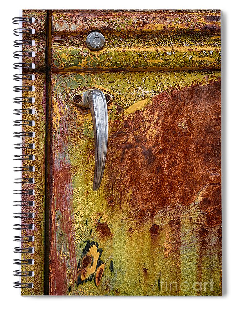 Ford Rusting In Peace Spiral Notebook featuring the photograph Ford Rusting in Peace by Priscilla Burgers